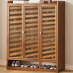 Rustic Bamboo Brown Shoe Cabinet for Entryway