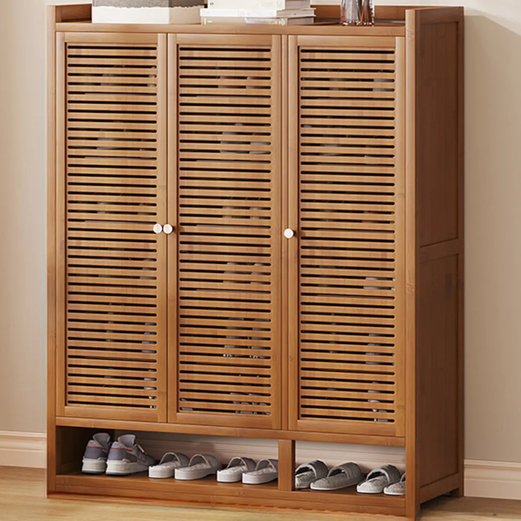 Rustic Bamboo Brown Shoe Cabinet for Entryway