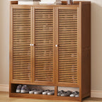 Rustic Bamboo Brown Shoe Cabinet for Entryway