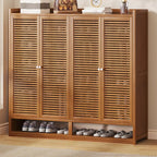 Rustic Bamboo Brown Shoe Cabinet for Entryway