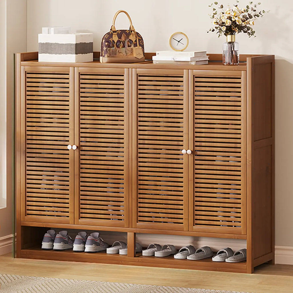 Rustic Bamboo Brown Shoe Cabinet for Entryway