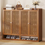 Rustic Bamboo Brown Shoe Cabinet for Entryway