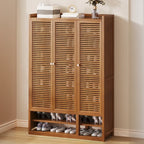 Rustic Bamboo Brown Shoe Cabinet for Entryway