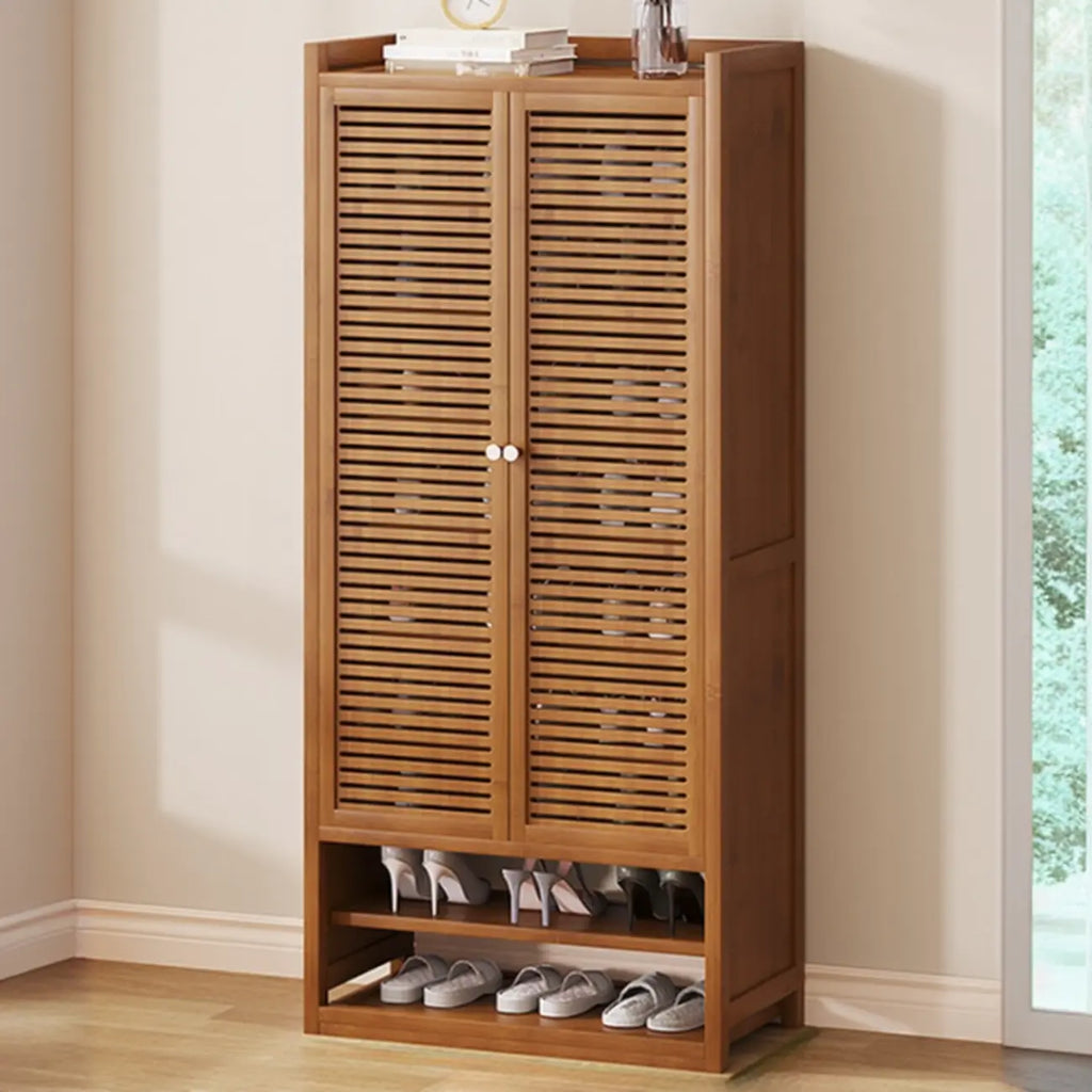 Rustic Bamboo Brown Shoe Cabinet for Entryway