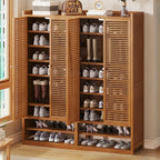 Rustic Bamboo Brown Shoe Cabinet for Entryway