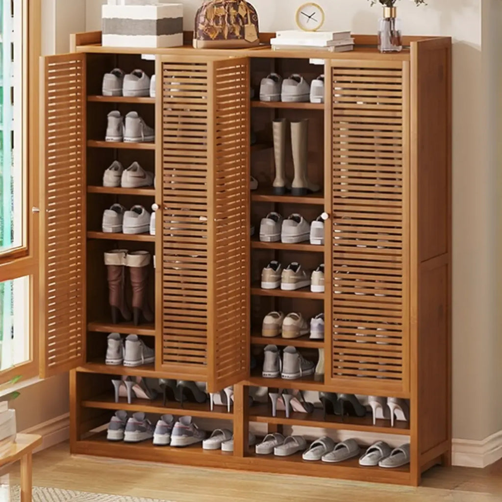 Rustic Bamboo Brown Shoe Cabinet for Entryway