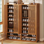 Rustic Bamboo Brown Shoe Cabinet for Entryway