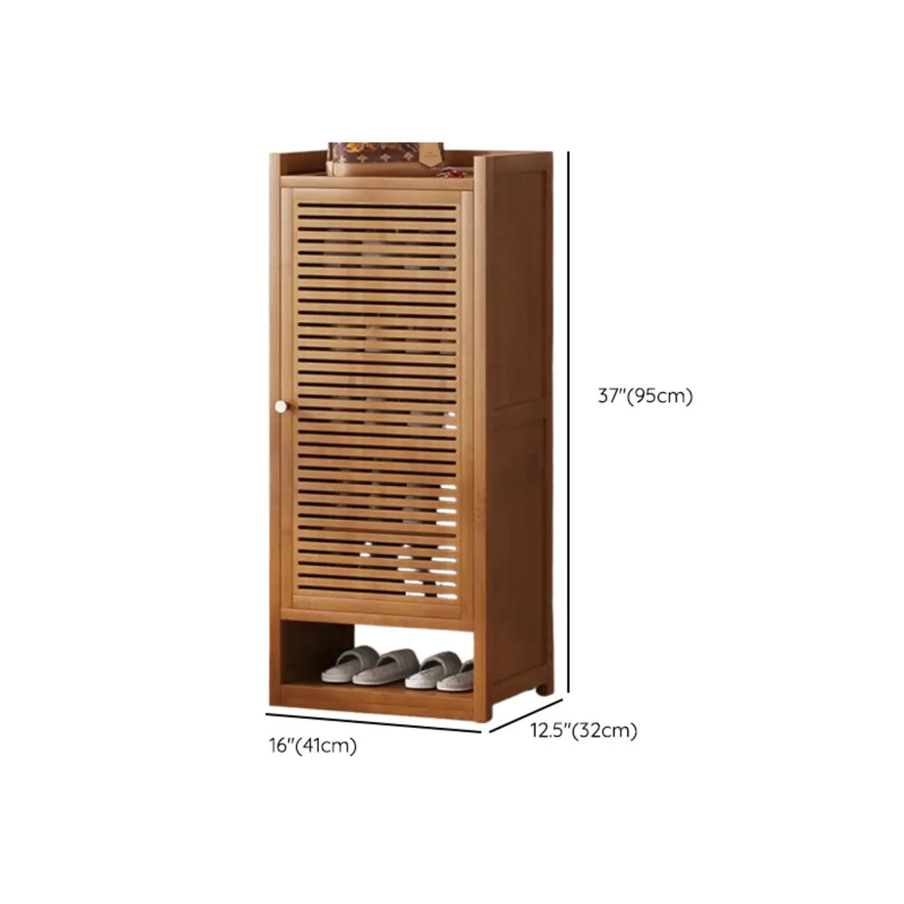 Rustic Bamboo Brown Shoe Cabinet for Entryway