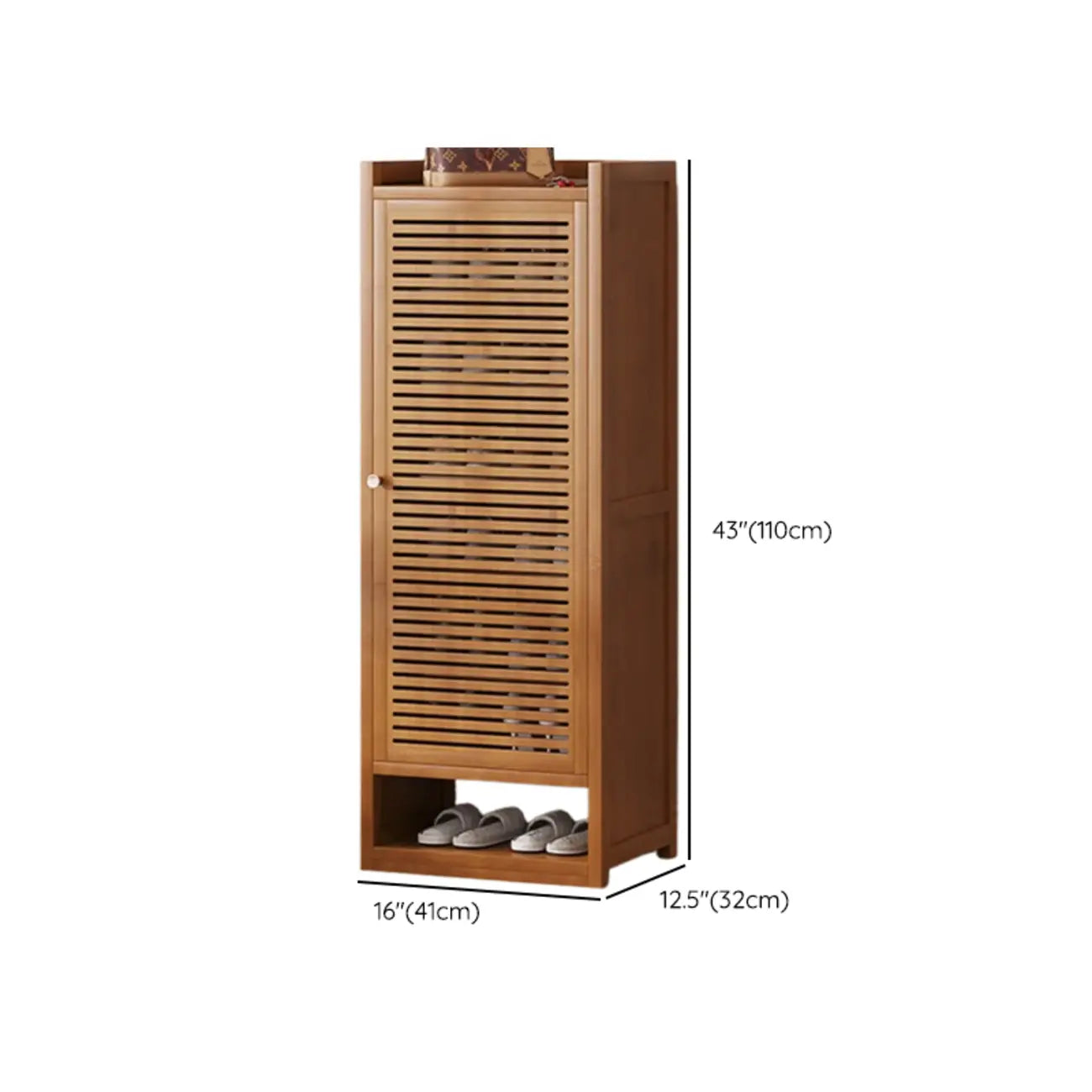 Rustic Bamboo Brown Shoe Cabinet for Entryway