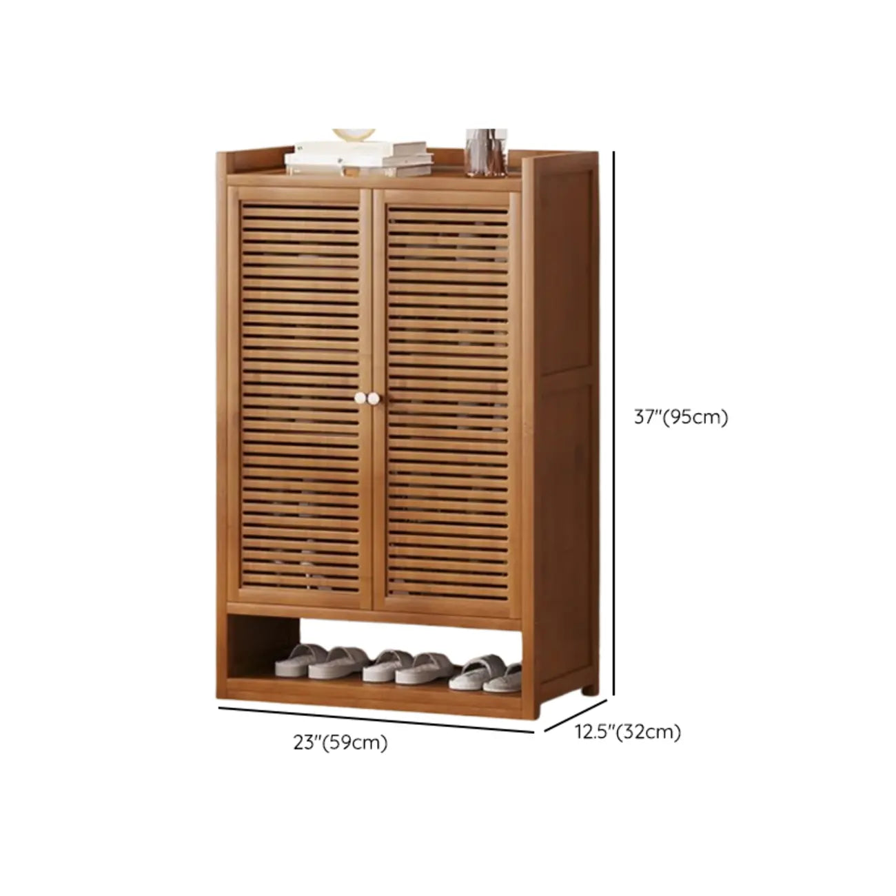 Rustic Bamboo Brown Shoe Cabinet for Entryway