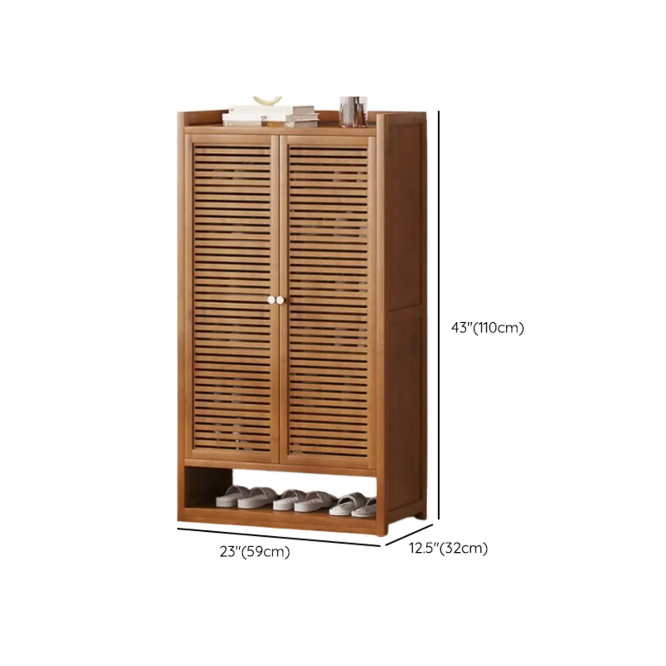 Rustic Bamboo Brown Shoe Cabinet for Entryway