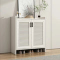 White Metal Rustic Entryway Shoe Storage Cabinet