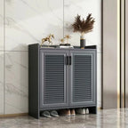 White Metal Rustic Entryway Shoe Storage Cabinet