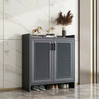 White Metal Rustic Entryway Shoe Storage Cabinet