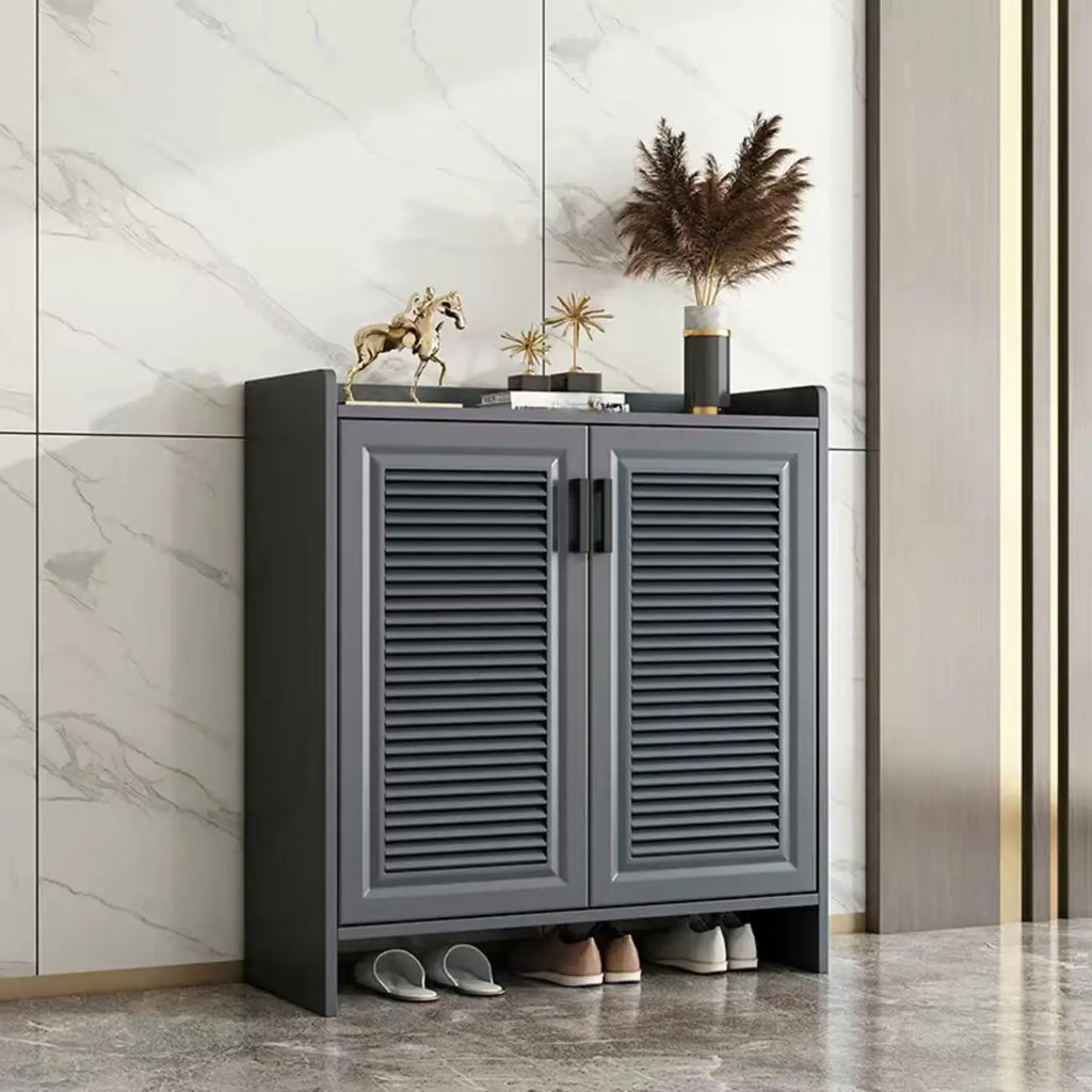 White Metal Rustic Entryway Shoe Storage Cabinet