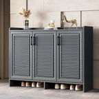 White Metal Rustic Entryway Shoe Storage Cabinet