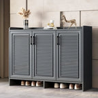 White Metal Rustic Entryway Shoe Storage Cabinet