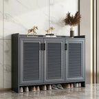 White Metal Rustic Entryway Shoe Storage Cabinet