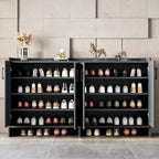 White Metal Rustic Entryway Shoe Storage Cabinet