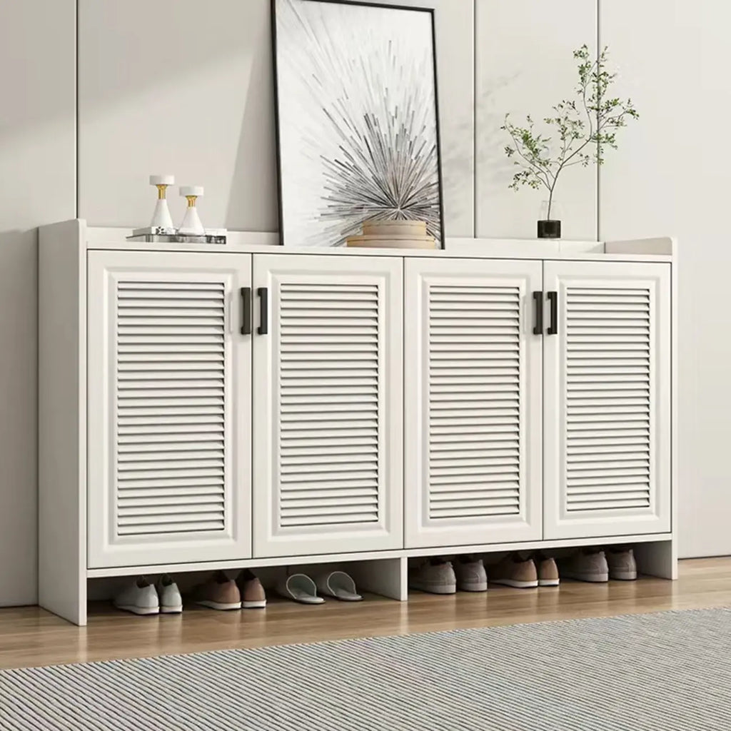 White Metal Rustic Entryway Shoe Storage Cabinet