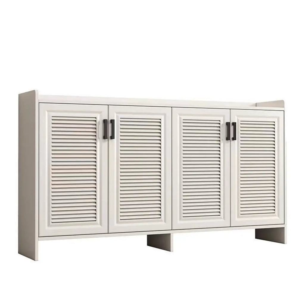 White Metal Rustic Entryway Shoe Storage Cabinet