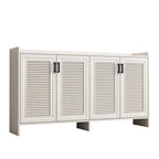 White Metal Rustic Entryway Shoe Storage Cabinet