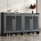 White Metal Rustic Entryway Shoe Storage Cabinet
