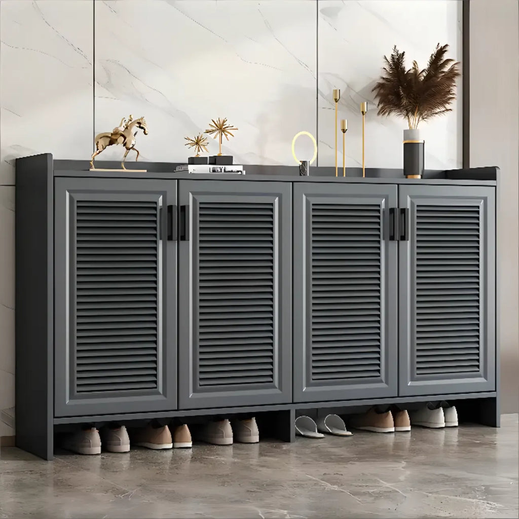 White Metal Rustic Entryway Shoe Storage Cabinet
