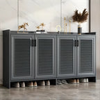 White Metal Rustic Entryway Shoe Storage Cabinet