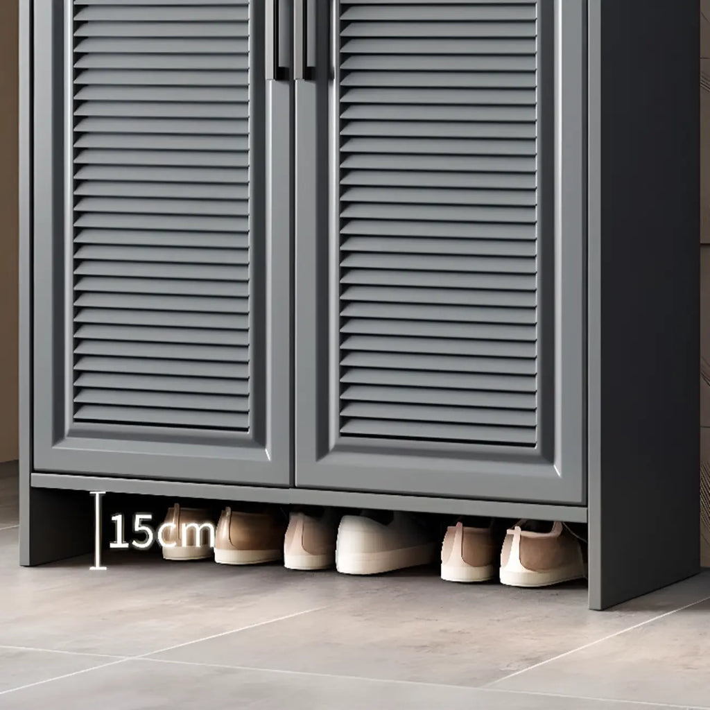 White Metal Rustic Entryway Shoe Storage Cabinet