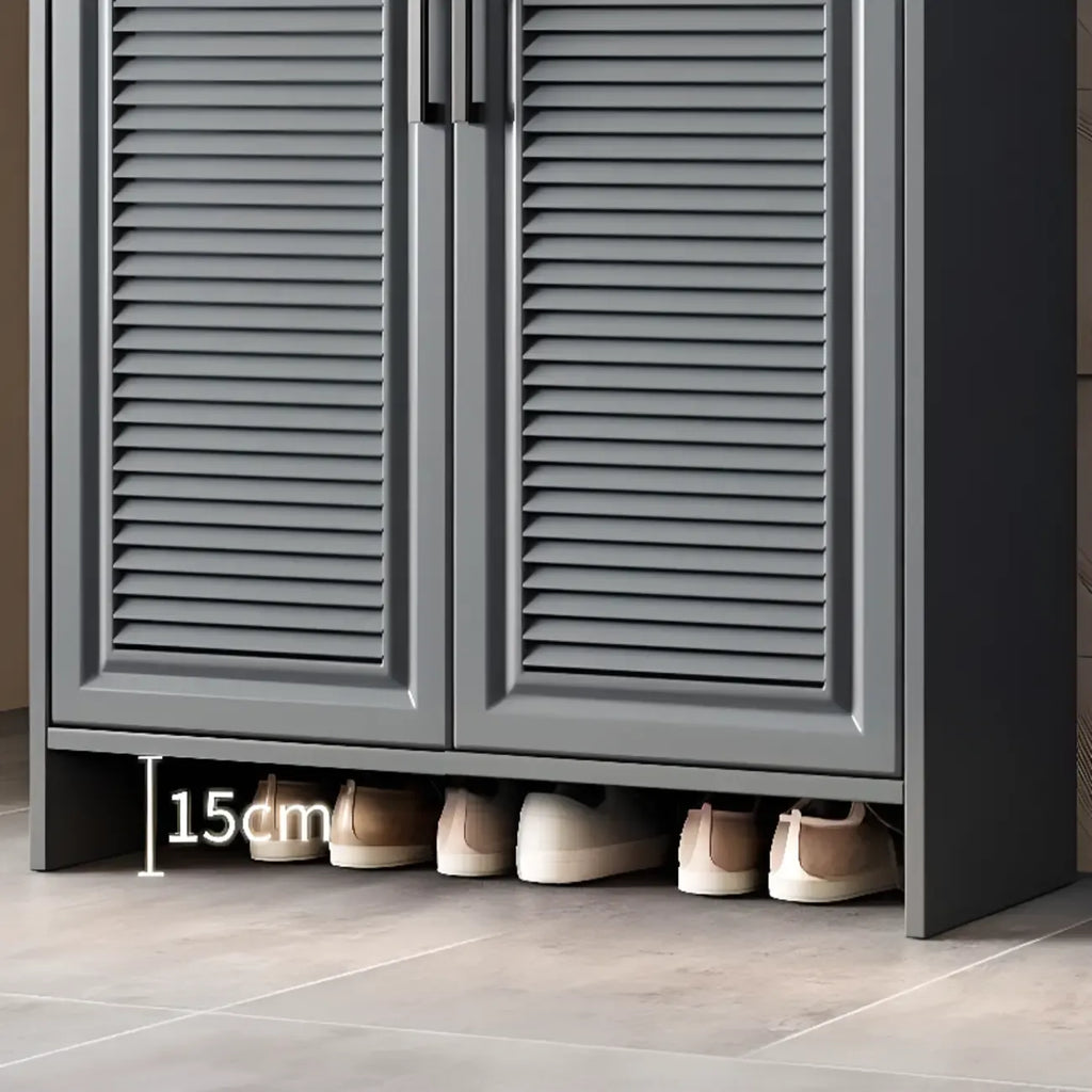 White Metal Rustic Entryway Shoe Storage Cabinet