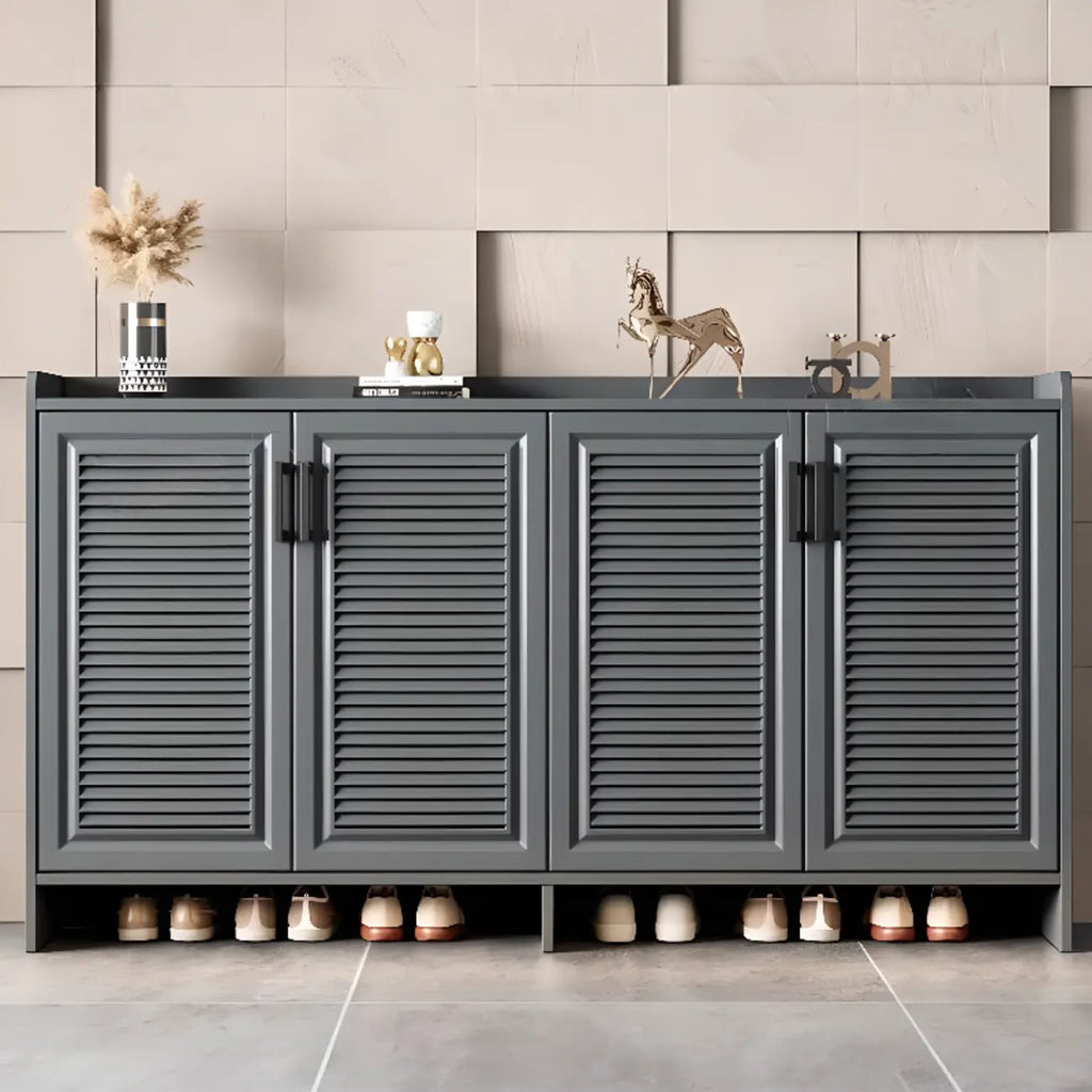 White Metal Rustic Entryway Shoe Storage Cabinet