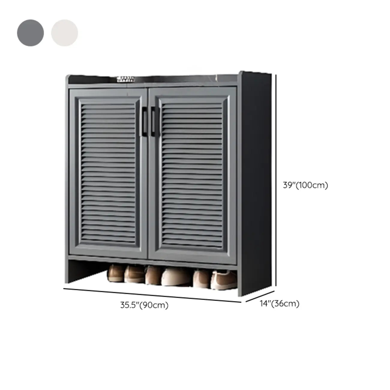 White Metal Rustic Entryway Shoe Storage Cabinet