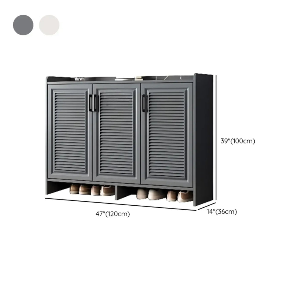 White Metal Rustic Entryway Shoe Storage Cabinet