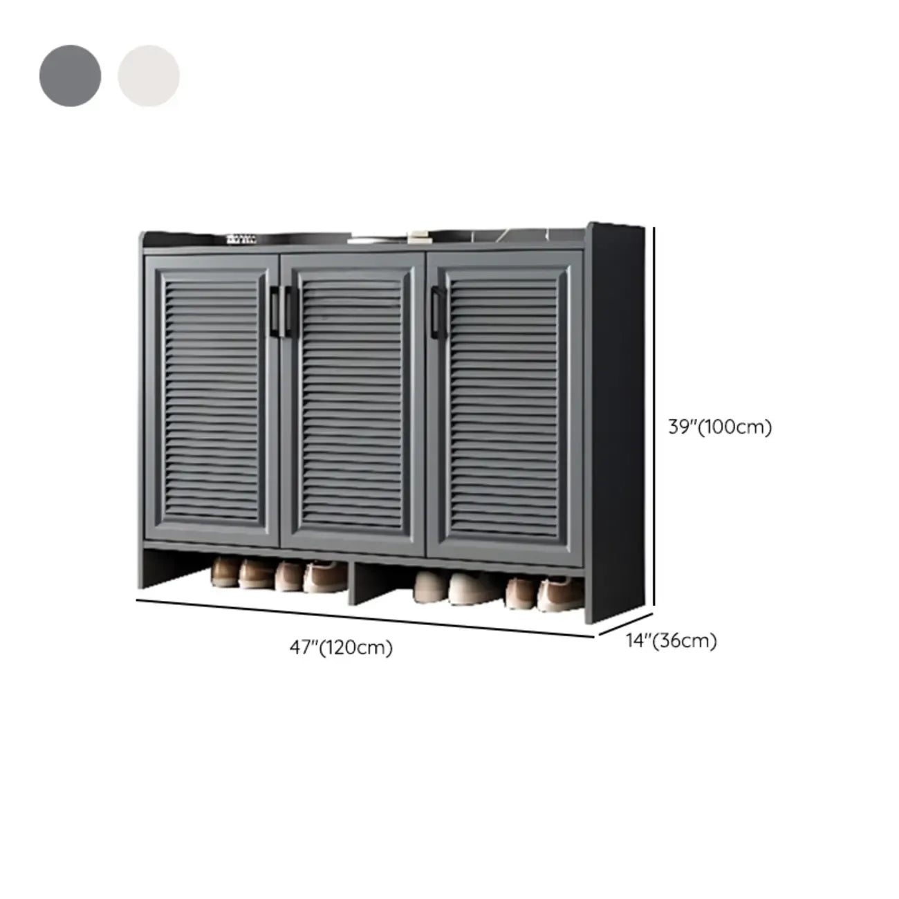White Metal Rustic Entryway Shoe Storage Cabinet
