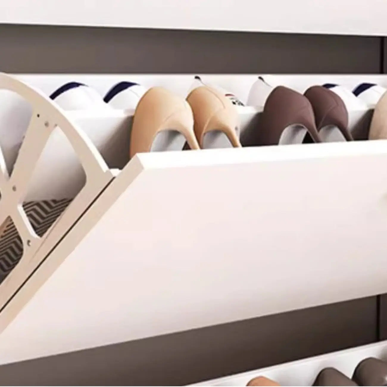 Entryway Modern Wood Shoe Cabinet with Flip-Out Drawer