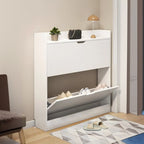 Entryway Modern Wood Shoe Cabinet with Flip-Out Drawer