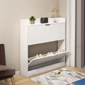 Entryway Modern Wood Shoe Cabinet with Flip-Out Drawer