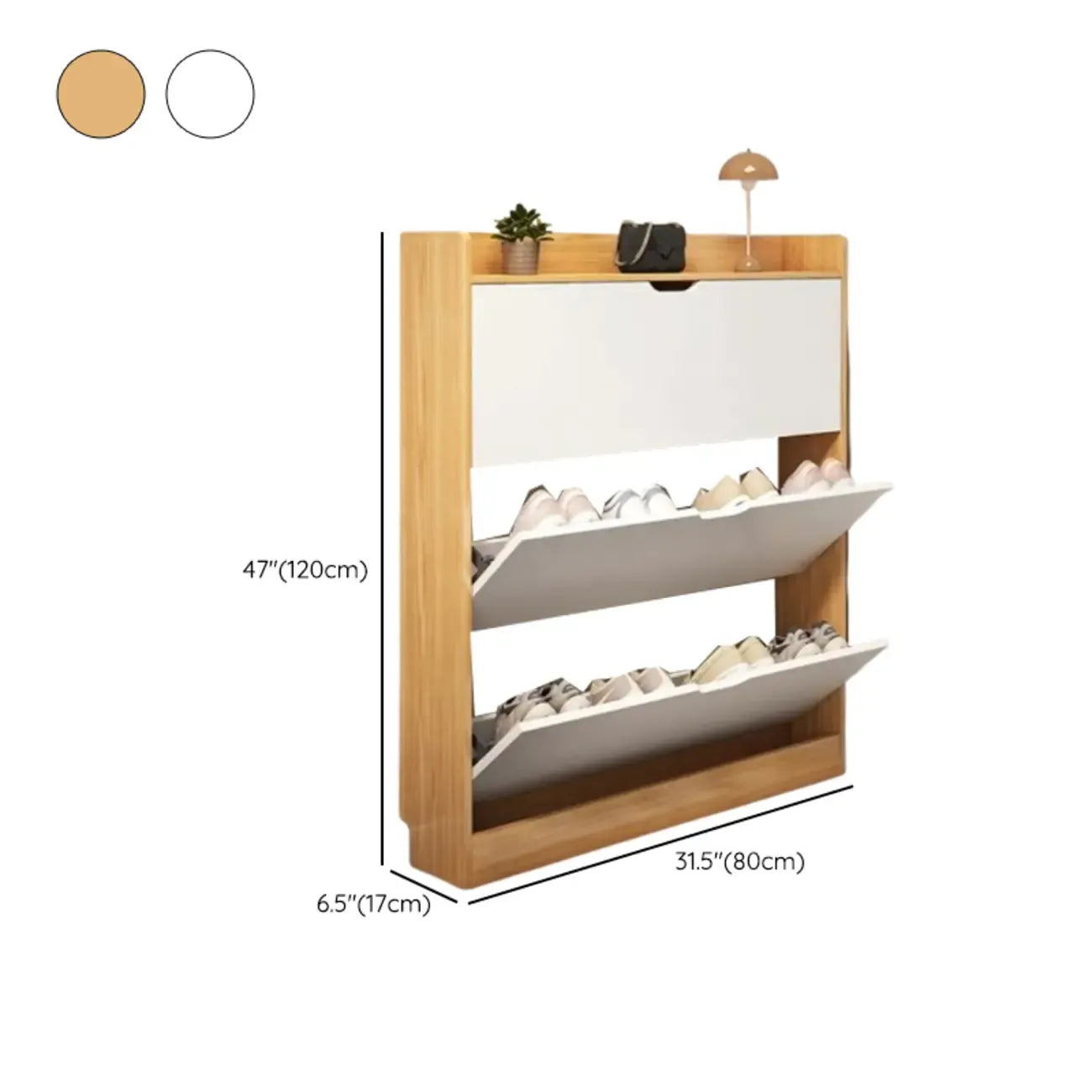 Entryway Modern Wood Shoe Cabinet with Flip-Out Drawer