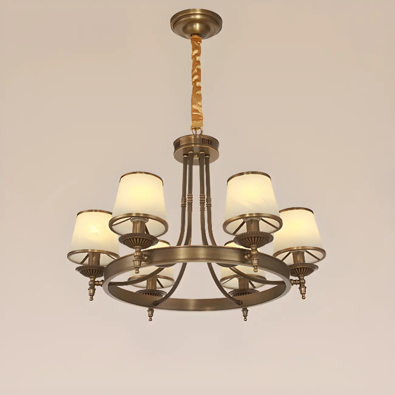 Adjustable Metal Vintage Hoop Chandelier with Shade