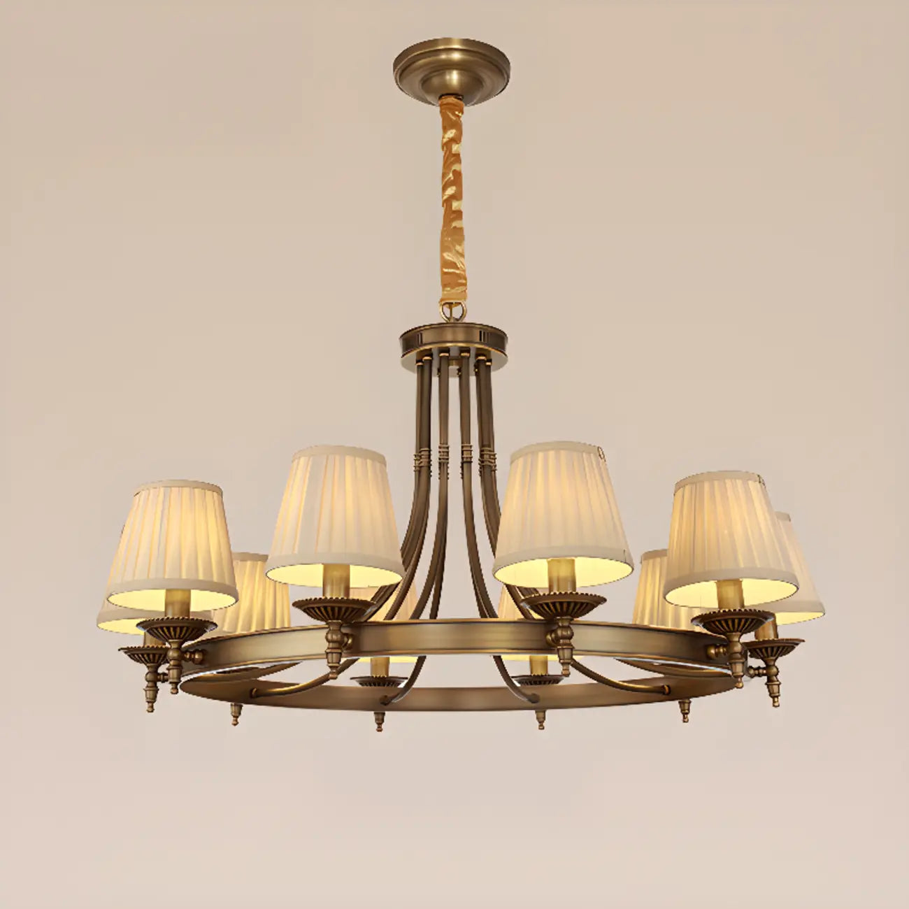 Adjustable Metal Vintage Hoop Chandelier with Shade