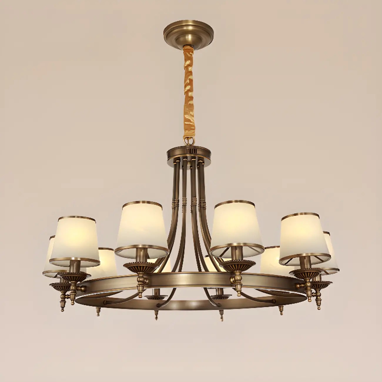 Adjustable Metal Vintage Hoop Chandelier with Shade