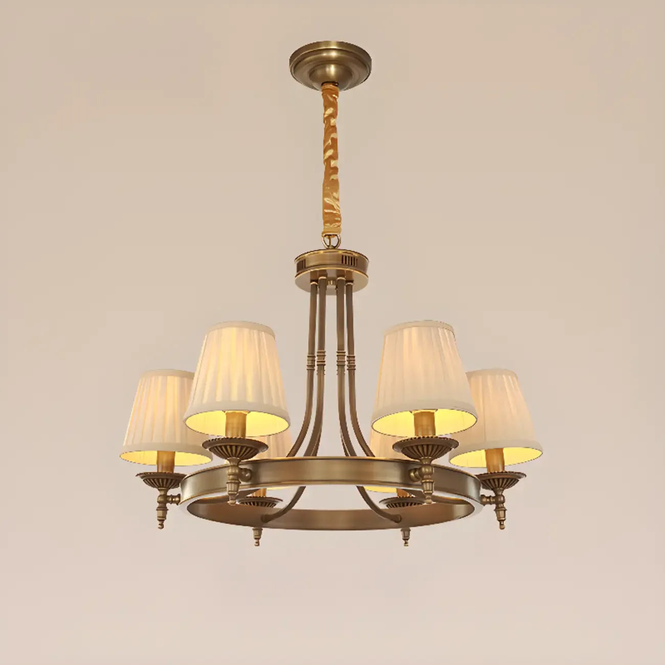 Adjustable Metal Vintage Hoop Chandelier with Shade