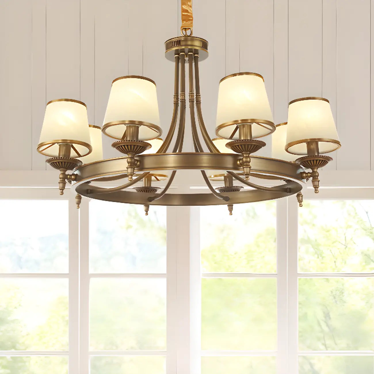 Adjustable Metal Vintage Hoop Chandelier with Shade