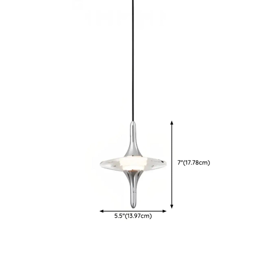 Modern Silver Metal Geometric Crystal Pendant Light