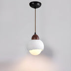 Modern Wood Ceramic Hanging Globe Pendant Light