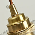 Green Fluted Glass Brass Dome Pendant Light