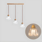 Glass Shade Wood Kitchen Island Pendant Light Adjustable Length