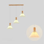 Glass Shade Wood Kitchen Island Pendant Light Adjustable Length