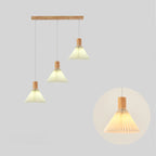 Glass Shade Wood Kitchen Island Pendant Light Adjustable Length